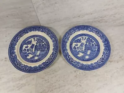 Buy Vintage Alfred Meakin Old Willow Pattern - 2x Plates - W 17.5cm. • 9.99£