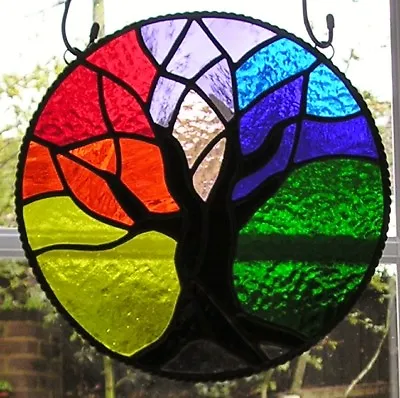 Buy Stained Glass Rainbow Tree Of Life Panel Window Suncatcher Handmade In England • 204£