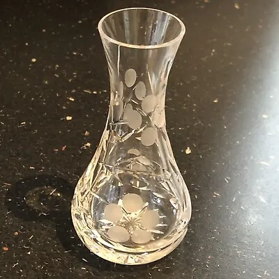 Buy Vintage Crystal & Cut Glass Floral Bud Posy Vase Small 11cm Tall • 10£