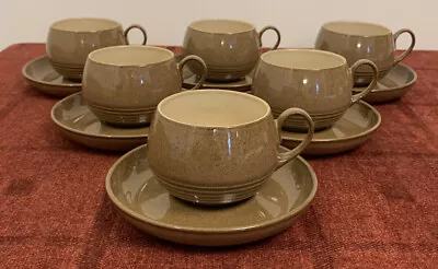 Buy 6 Denby Stoneware Pampas Duos, Cups & Saucers  • 20£