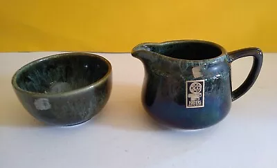 Buy FOSTERS Pottery, Cornwall, Sugar Bowl And Milk Jug. Green. 1980s • 8.50£
