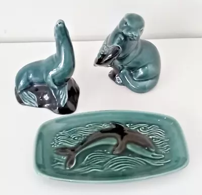 Buy Poole Pottery Otter With Fish Seal & Dolphin Pin Tray • 15£