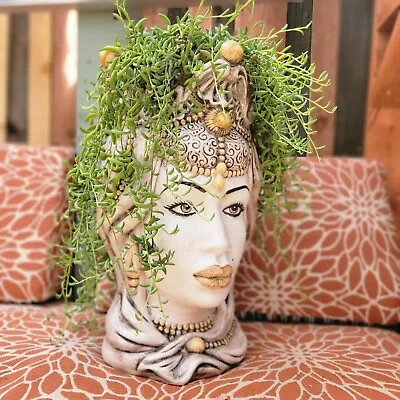 Buy Moor's Head - Emir - Queen  Spheres Caltagirone Ceramic - Teste Di Moro - Italy • 495.19£