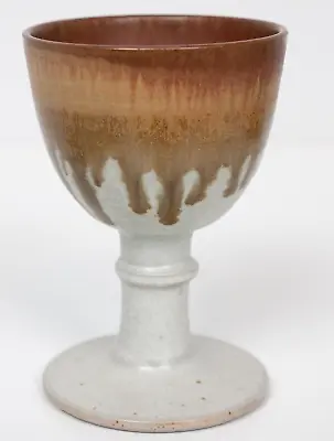 Buy Chris Aston Elkesley Studio Pottery Reactive Glaze Goblet Ceramic Brown Drip Cup • 17.99£