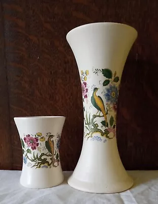 Buy Purbeck Pottery Swanage Two Tall Vases Birds And Flowers Vintage • 4£