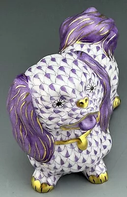 Buy HEREND Pekingese Lilac / Lavender Fishnet Dog Figurine • 325.69£