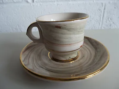 Buy VINTAGE SMALL CUP/SAUCER.HAND CRAFTED GREECE.24cGOLD EDGES SUN CERAMICS LTD • 2.50£