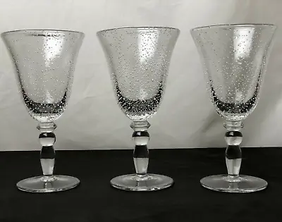 Buy Pottery Barn Clear Glass Bubble Effect Wine Or Water Goblets 8 1/4  Set Of 3 • 33.57£