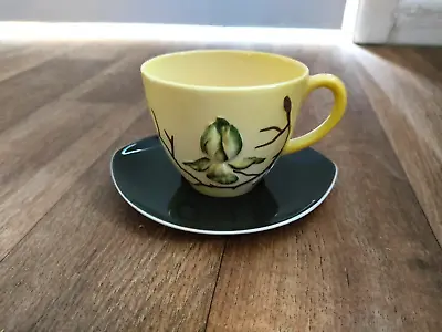 Buy Carlton Ware Magnolia Design Yellow And Brown Coffee Cup And Saucer 1959/61. (2) • 8.45£