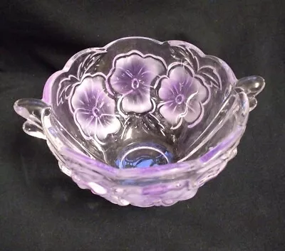 Buy Mikasa Studio Nova Frosted Lilac Pansy Flower Bowl With Handle • 12.99£