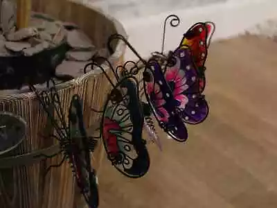 Buy Glass Wing Spring-tail Butterfly Pot Hanger - Blue, Pink, Purple Yellow • 8.99£