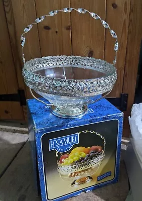 Buy Vintage H Samuel Glass Fruit/Serving Bowl Silver Plated Basket Stand Queen Anne • 9.50£