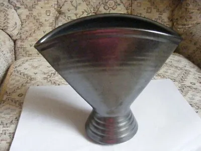 Buy Prinknash Pottery Fan Shaped Vase In Gun Metal Grey • 6.45£