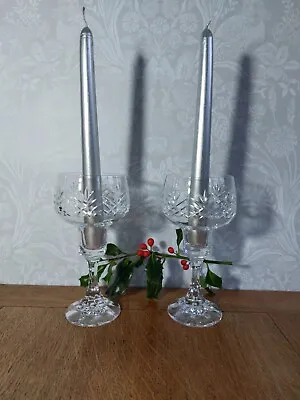 Buy Vintage Schott Zwiesel Beautiful Tall Crystal Candle Holders 18cm  • 30£