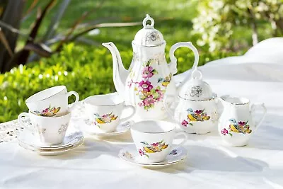Buy Grace Teaware Floral Bird Fine Porcelain 11-Piece Children's Tea Set Gift Box • 62.47£