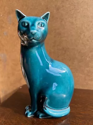 Buy Poole Pottery Cat Blue Cat Figurine Retro Cat Figurine Gift For Cat Lover  • 35£