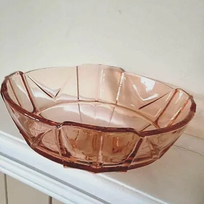 Buy Vintage Pink Depression Glass Footed Fruit Salad Bowl Dish 8  X 3 1/2  Approx • 20£