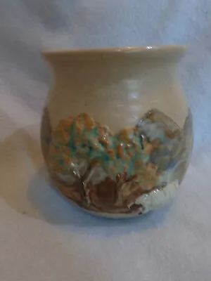 Buy Arran Pottery Studio Stoneware Vase Handpainted Mountains & Applied Sheep/Trees • 9.99£