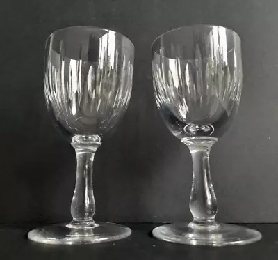 Buy 2 Vintage Edinburgh Crystal Linear Cut Small Wine Sherry Glasses Signed 110mm • 12.99£