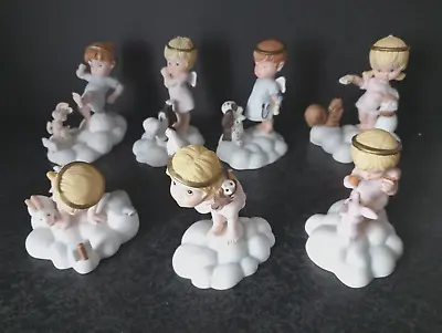 Buy (599) Collection Of Seven 1986 Franklin Mint Almost Angels Porcelain Figurines • 28£