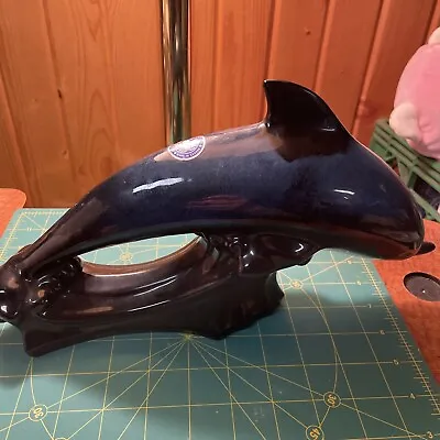 Buy Blue Mountain Pottery Dolphin Porpoise Blue & Black Glaze 12  Ocean Dolphin • 14.39£