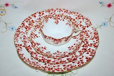 Buy Antique 4 X Tea Set Wileman Foley Red Ivy 4337 Bone China Tea Set Cup Cake Plate • 120£