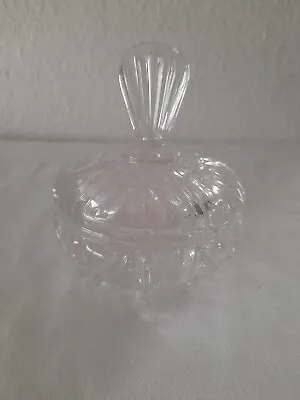Buy Vintage Clear Cut Glass Powder Bowl 5 Inches Tall With Lid 4 Inches Diameter • 9£