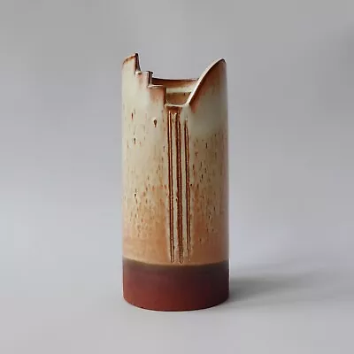 Buy Daub & Wattle Studio Pottery Vase, Vintage 1980s Ceramic Signed CH. Cut Cylinder • 19£