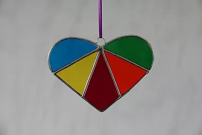 Buy Stained Glass Rainbow Heart Shaped Suncatcher/Window Gift/Home Decoration • 20£