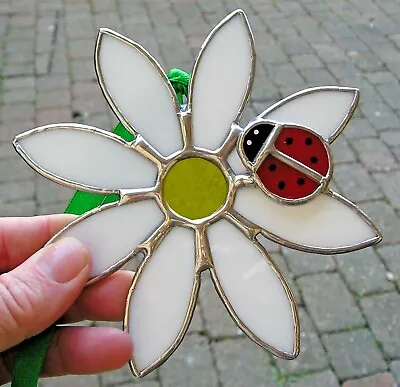 Buy Stained Glass Daisy Flower And Ladybird Suncatcher Handmade In England • 36£