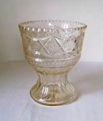 Buy Large Antique Cut Glass Lead Crystal Vase 21.5 Cm High X 18.5 Cm Star Cut Base • 15£