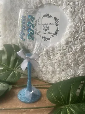 Buy Prom Personalised Glitter Champagne Prosecco Glass, Birthday, Gift , Champagne • 8.99£