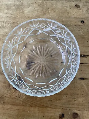 Buy Large Vintage Cut Glass Lead Crystal Fruit Bowl 7” Diameter 1kg Weight • 10£