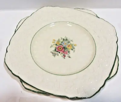 Buy Set 2  Royal Cauldon England Est 1774 Square Floral Ivory ' Beverly' Plate  8 In • 33.31£
