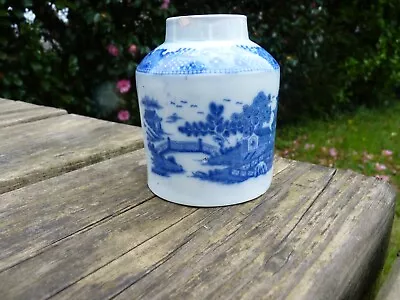 Buy Antique Pottery Pearlware Blue Transfer  Tea Caddy  C1800 • 19£