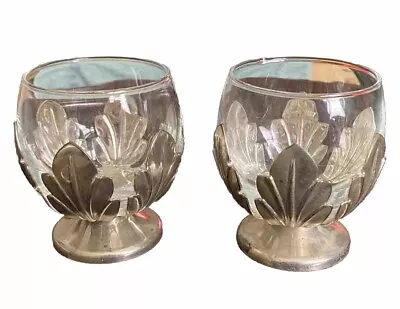 Buy Vintage Small Clear Glass Candle Tealight Holders 3” With Metal Base X 2 • 12£