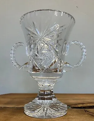 Buy Vintage Crystal Cut Glass Double Handled Loving Cup Vase • 13.99£