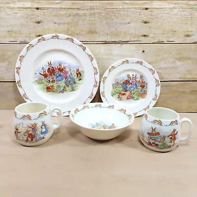 Buy VTG Royal Doulton Bunnykins English China 5 Piece Child Dish Set Plate Bowl Cups • 38.41£