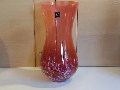 Buy Vintage Langham Glass Vase Pink, Green, White Large Art Glass Vase England • 15£