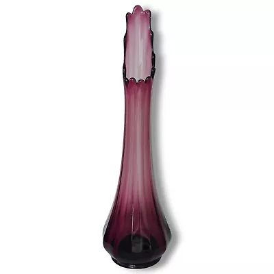 Buy Vintage MCM LE Smith 18.5  Amethyst Purple Paneled Swung Vase • 298.37£