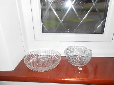 Buy Glass Bowls X 2 Lot 3 Footed Sweet Bowl & Nibbles Bowl VGC • 5£