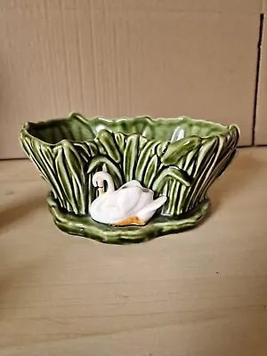 Buy Vintage Green Sylvac 4394 Riverside Swan Planter Vase 19cm X 8cm X 11cm • 12£