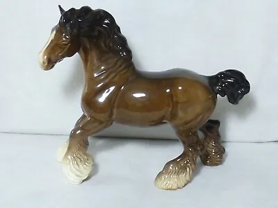 Buy Vintage Beswick Gloss Brown Cantering Shire Horse Model No 975 • 24£