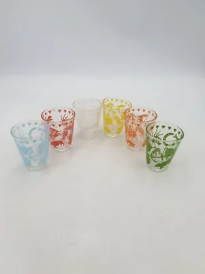 Buy Vtg Retro Shot Tot Glasses Rainbow Harlequin Coloured Various Lucky Charms 6pc • 17.99£