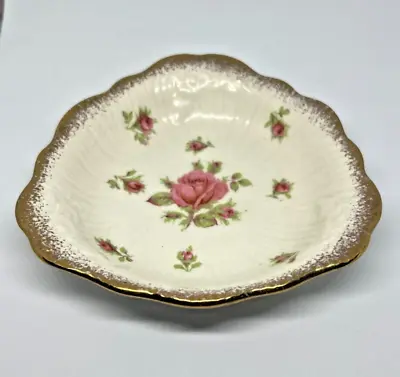 Buy Vintage Crown Ducal Ware Pink Rose Pattern With Gold Trim Trinket Dish • 7£
