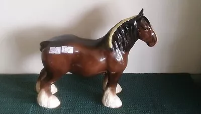 Buy BESWICK BROWN GLOSS MODEL No. 818 SHIRE HORSE MARE IN GREAT CONDITION NO CHIPS. • 24.95£