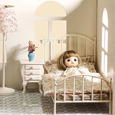 Buy 1:12 Scale Black Metal Double Bed Dollhouse Miniature Furniture Bedroom Decor • 15.72£