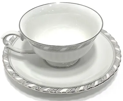 Buy Franconia Krautheim Palladina Tea Set Cup Saucer White W Platinum Trim Germany • 10.95£