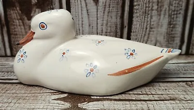 Buy Vintage Rye Pottery Handpainted Duck With Blue Flowers Made In England Signed  • 16.87£
