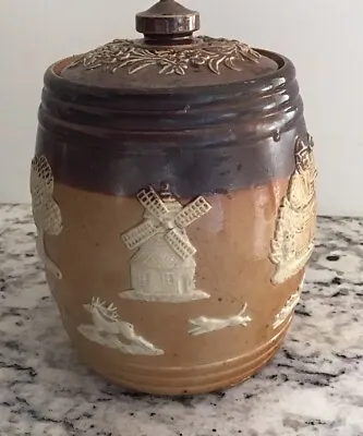Buy Antique Doulton Lambeth Pottery Stone Ware Tobacco Jar Canister Barrel 5.5” H • 37.89£